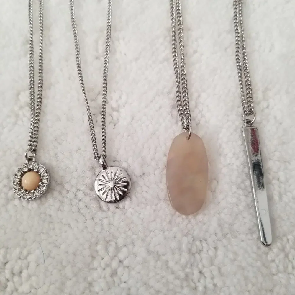Lot of 4 Silver Tone Chain Necklace 20-24